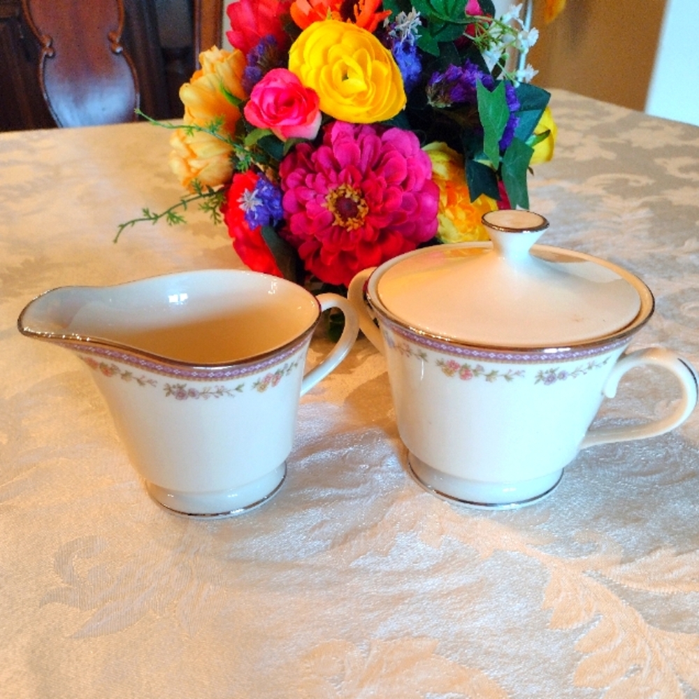 Vintage Lenox Amethyst China Sugar and Creamer